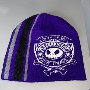 Disney Parks Jack Skellington Nightmare Before Christmas Knit Purple Beanie Hat
